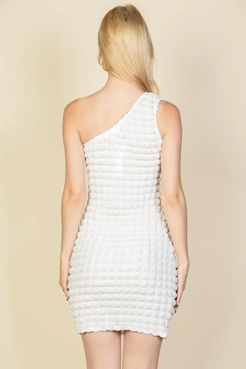 Bubble Fabric One Shoulder Bodycon Mini Dress (CAPELLA)