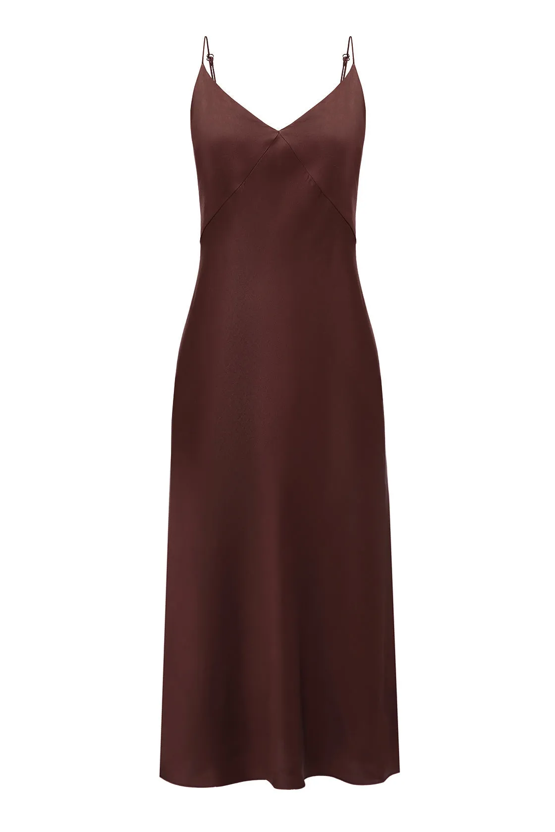 Chocolate Organic Peace Silk Midi Slip Dress