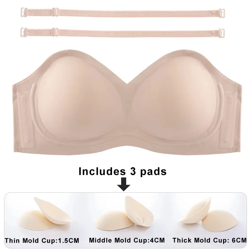 CINOON Sexy Seamless Women Bra Set Push Up Lingerie Strapless Underwear Set Thin/Middle/Thick Mold Cup Bra French Bralette Set