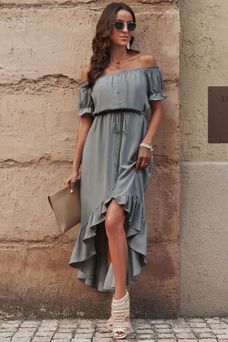Cloud Chasing Casual High Low Dress Off Shoulder