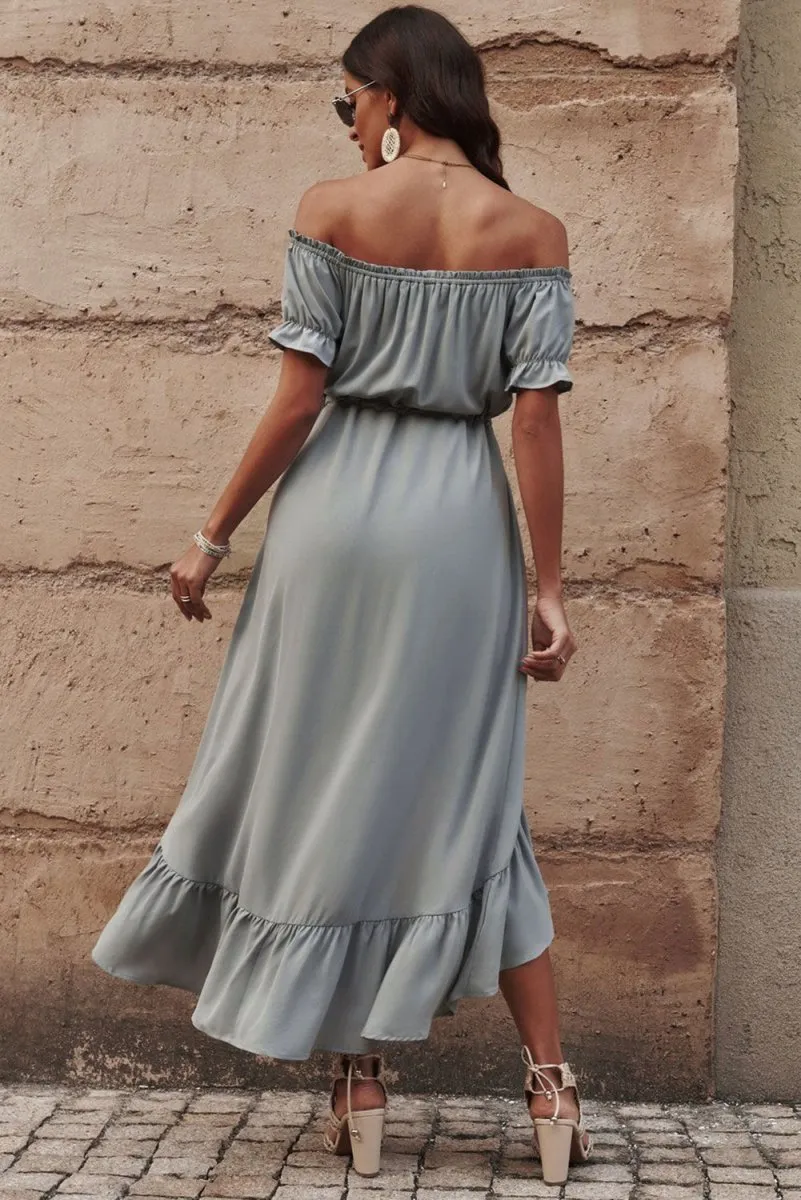 Cloud Chasing Casual High Low Dress Off Shoulder