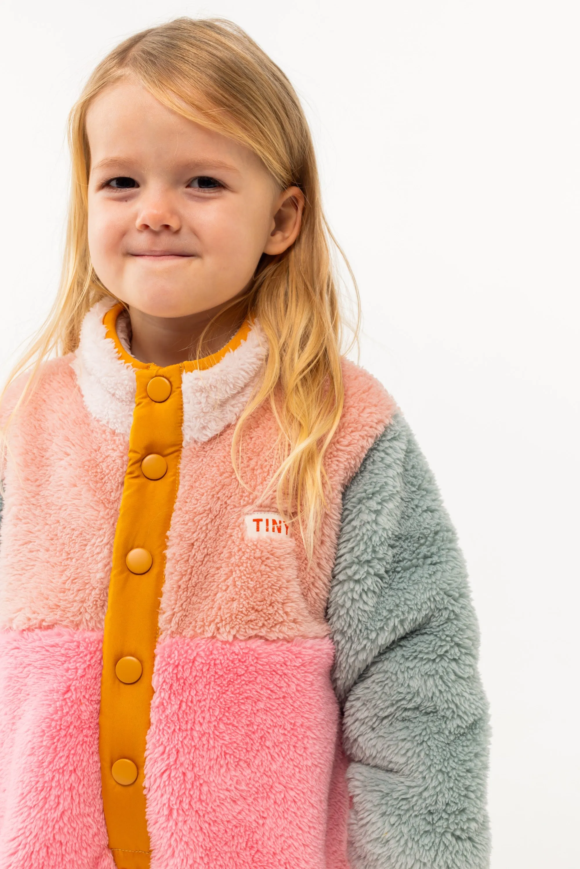 Color Block Polar Sherpa Jacket - Pink