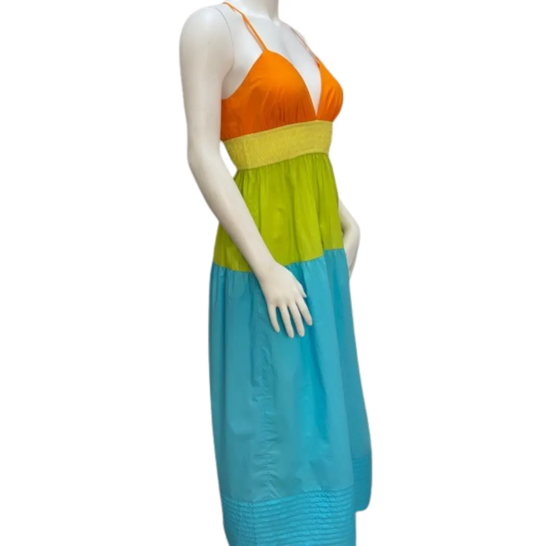Colorblock poplin midi dress