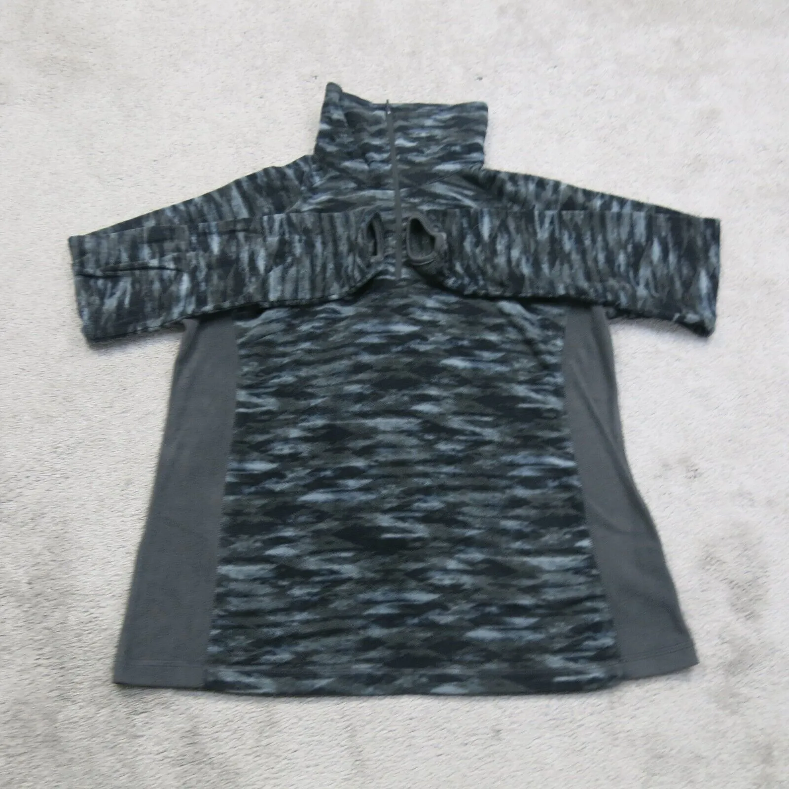 Columbia Women Fleece Jacket Long Sleeves High Neck Camouflage Black Size XL