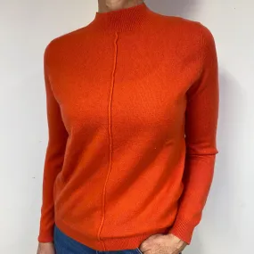 Coral Orange Cashmere Turtle Neck Jumper Medium
