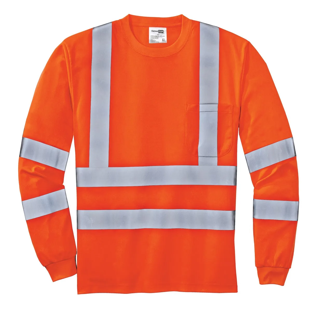 CornerStone - ANSI 107 Class 3 Long Sleeve Snag-Resistant Reflective T-Shirt. CS409