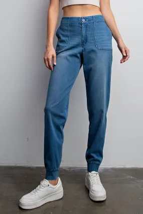 Cotton Stretch Denim Jogger Pants