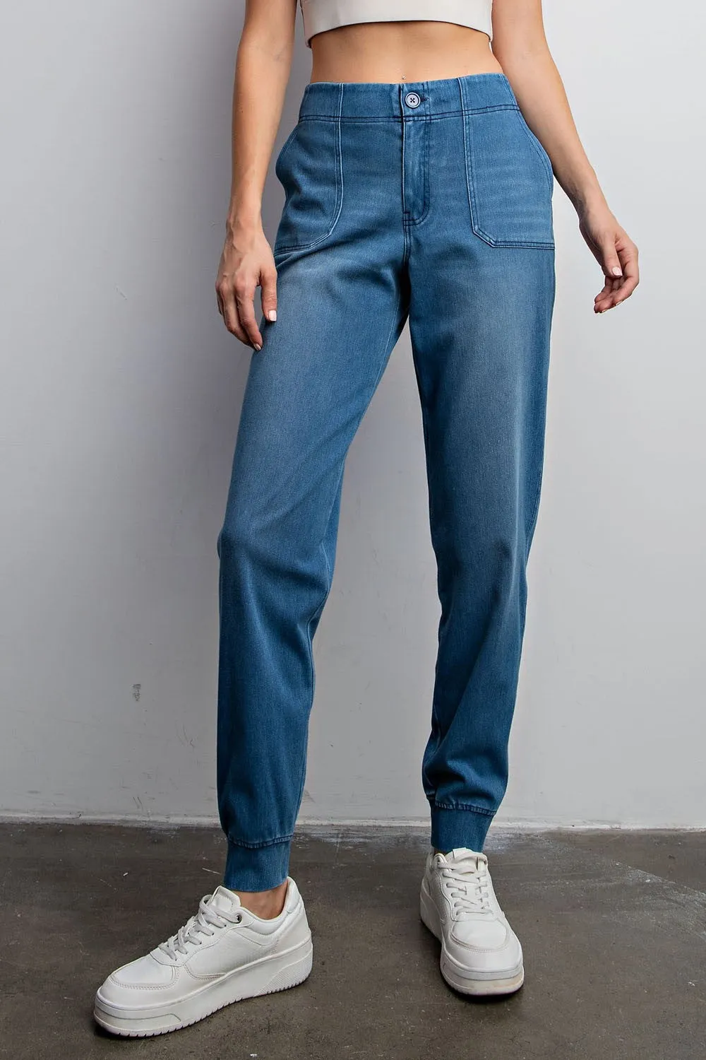 Cotton Stretch Denim Jogger Pants