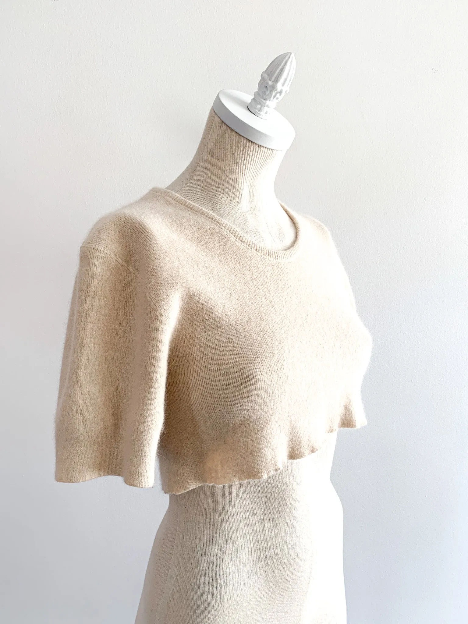 Cropped Angora Peach Fuzz Sweater