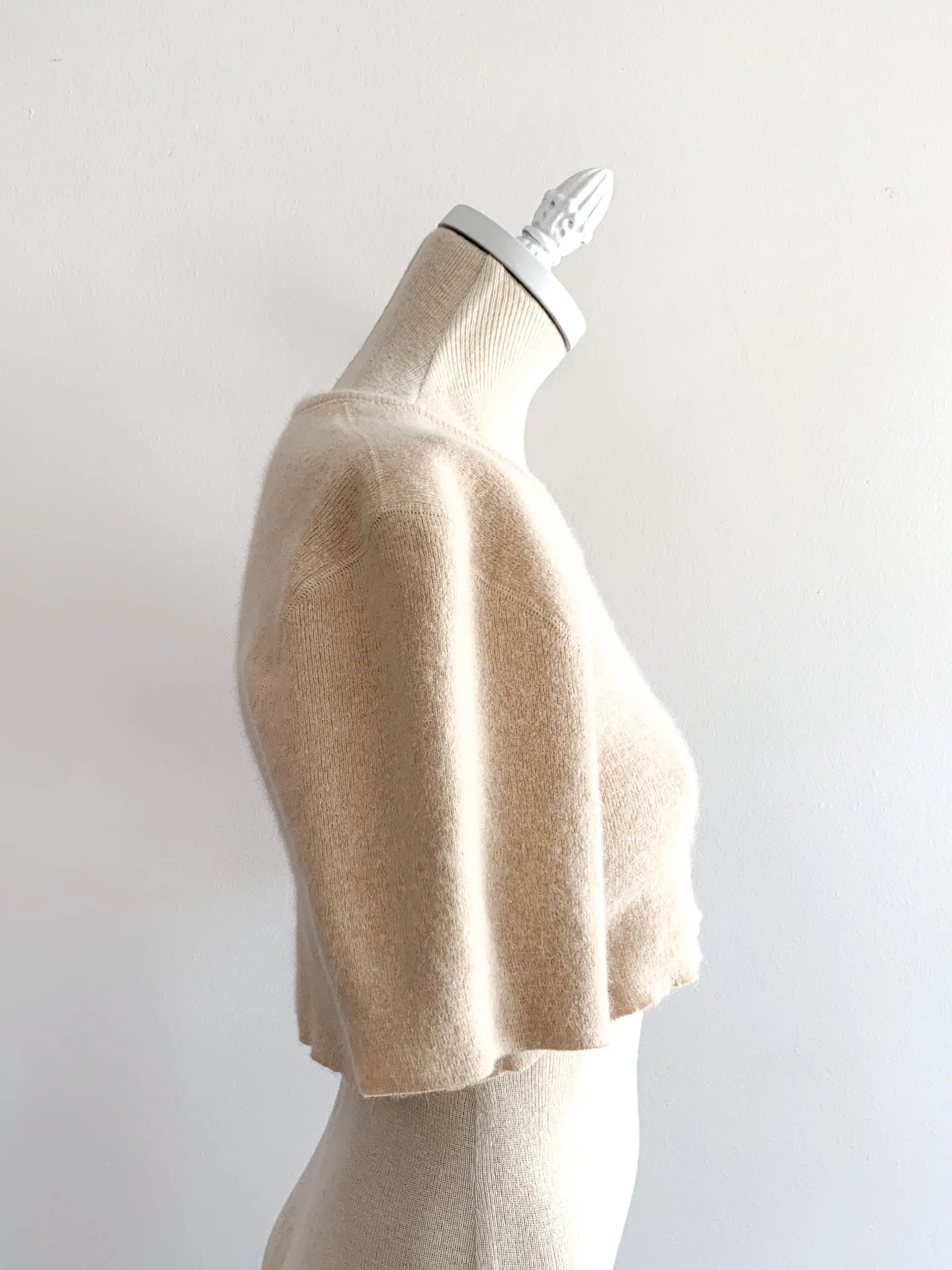 Cropped Angora Peach Fuzz Sweater