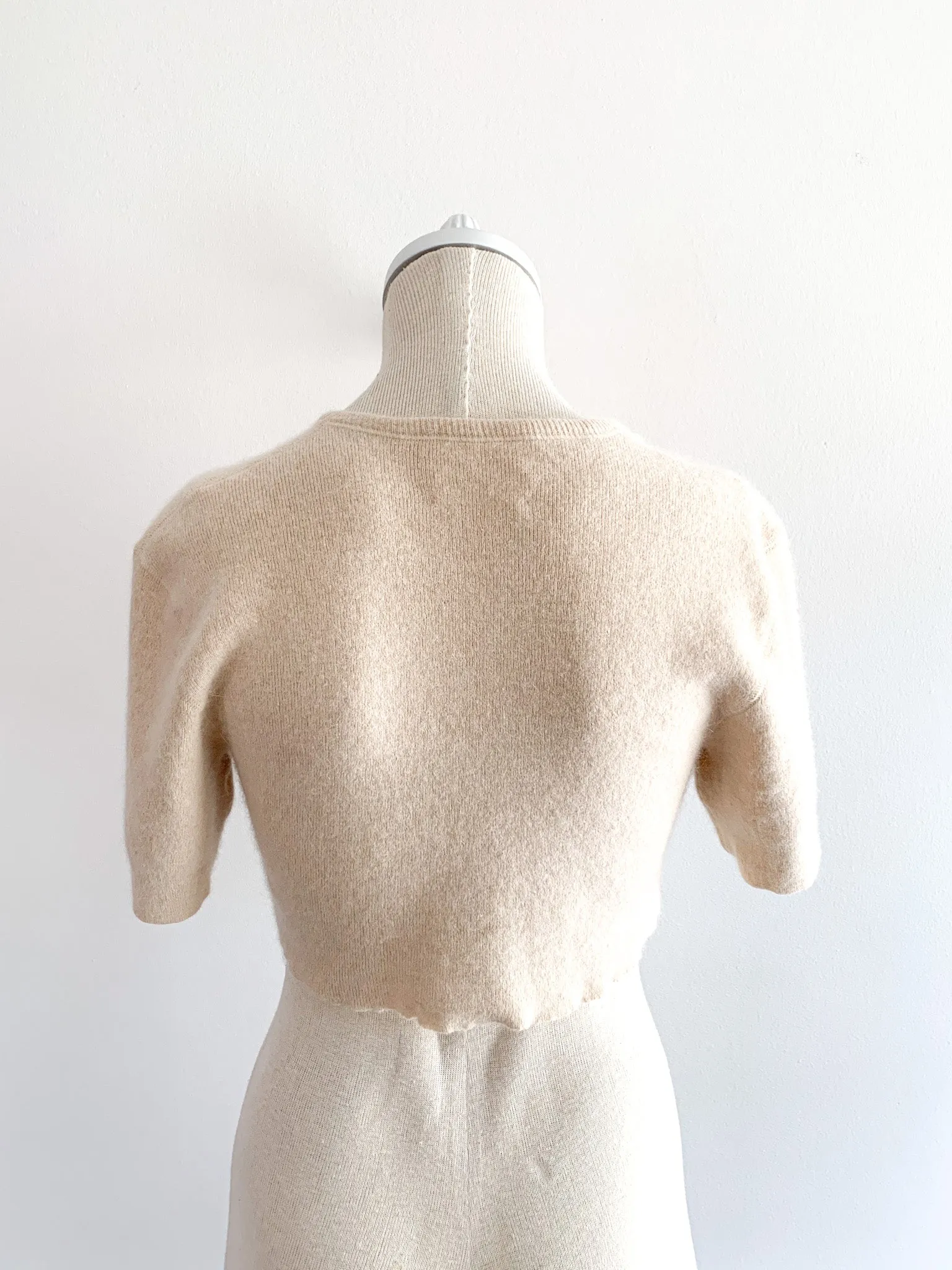 Cropped Angora Peach Fuzz Sweater