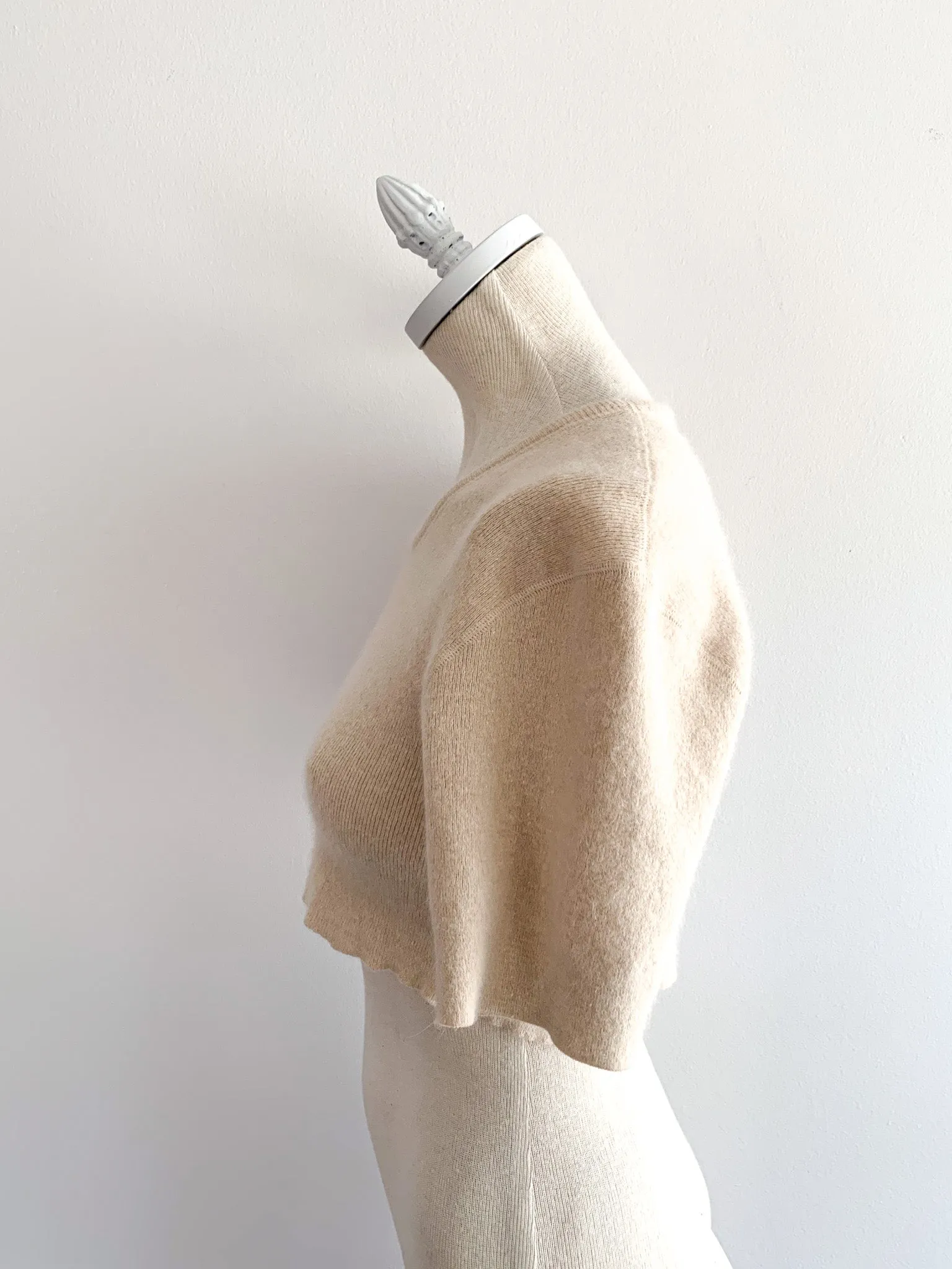 Cropped Angora Peach Fuzz Sweater