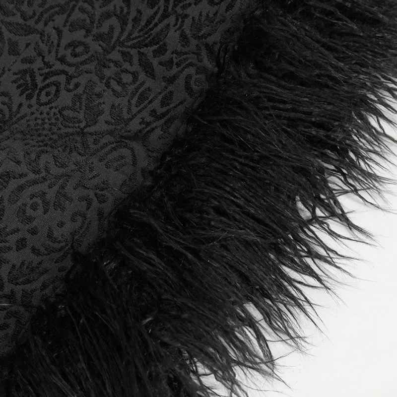 CT203 Gothic oversized shawl fur collar coat