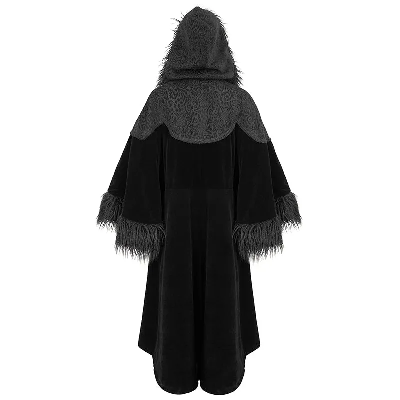 CT203 Gothic oversized shawl fur collar coat