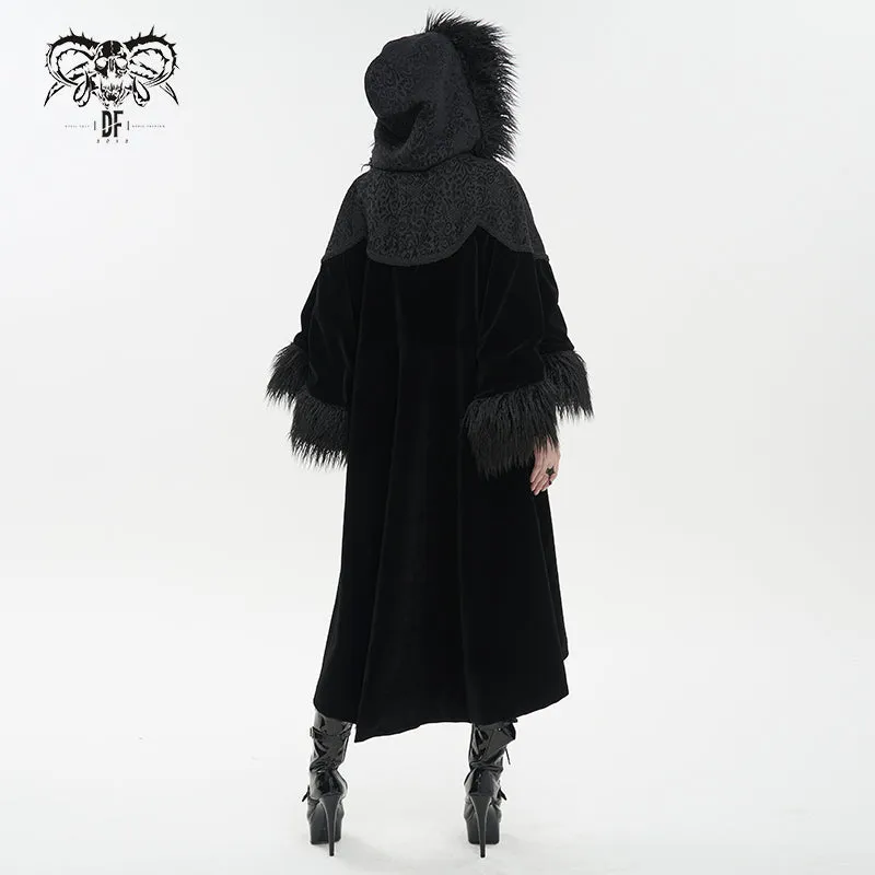 CT203 Gothic oversized shawl fur collar coat