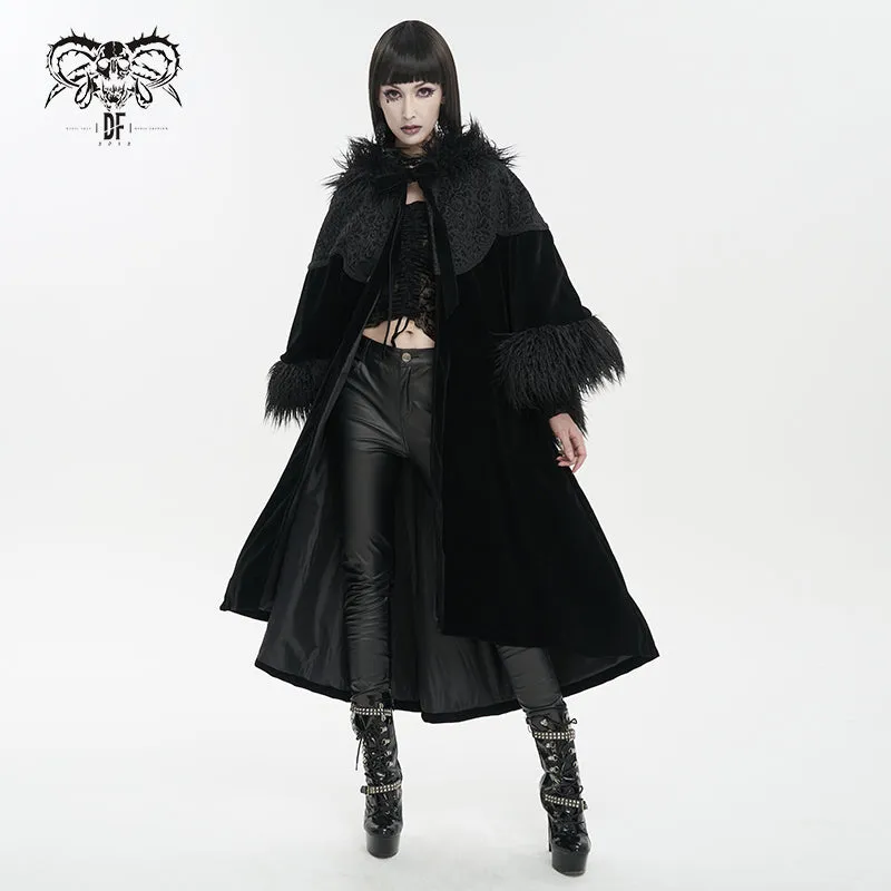CT203 Gothic oversized shawl fur collar coat