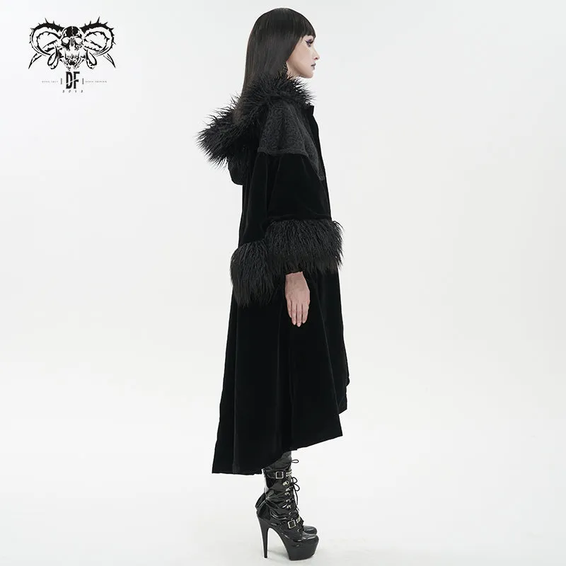 CT203 Gothic oversized shawl fur collar coat
