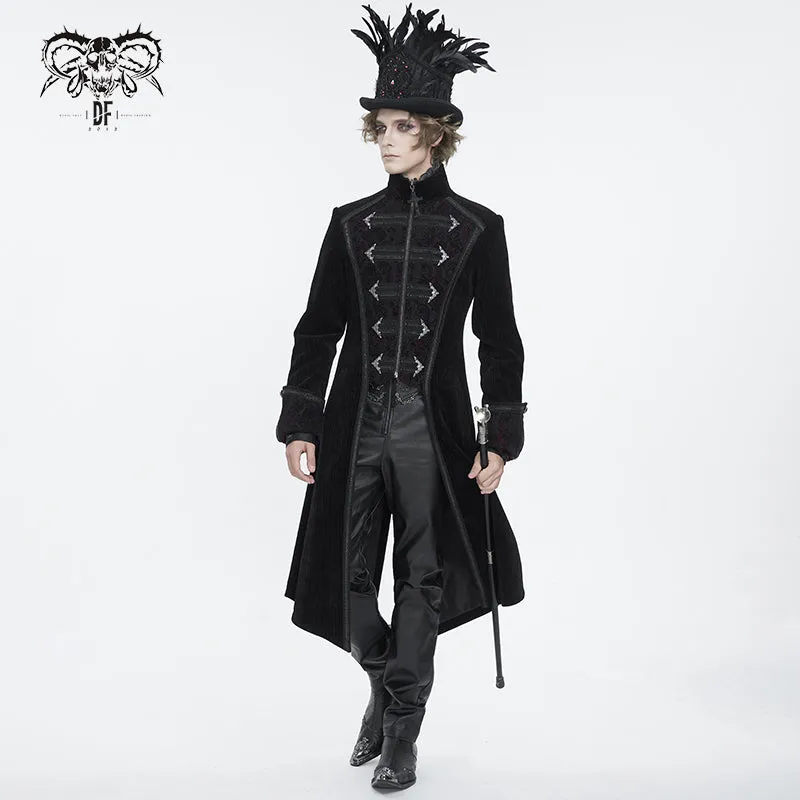CT23801 black Men's long chenille coat
