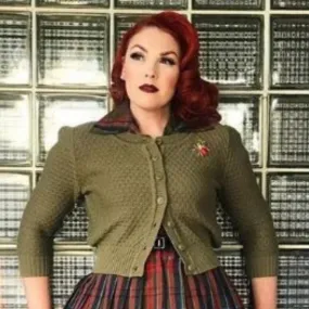 Cute Pattern Cropped Cardigan Sweater 3/4 Sleeve (Curvy)