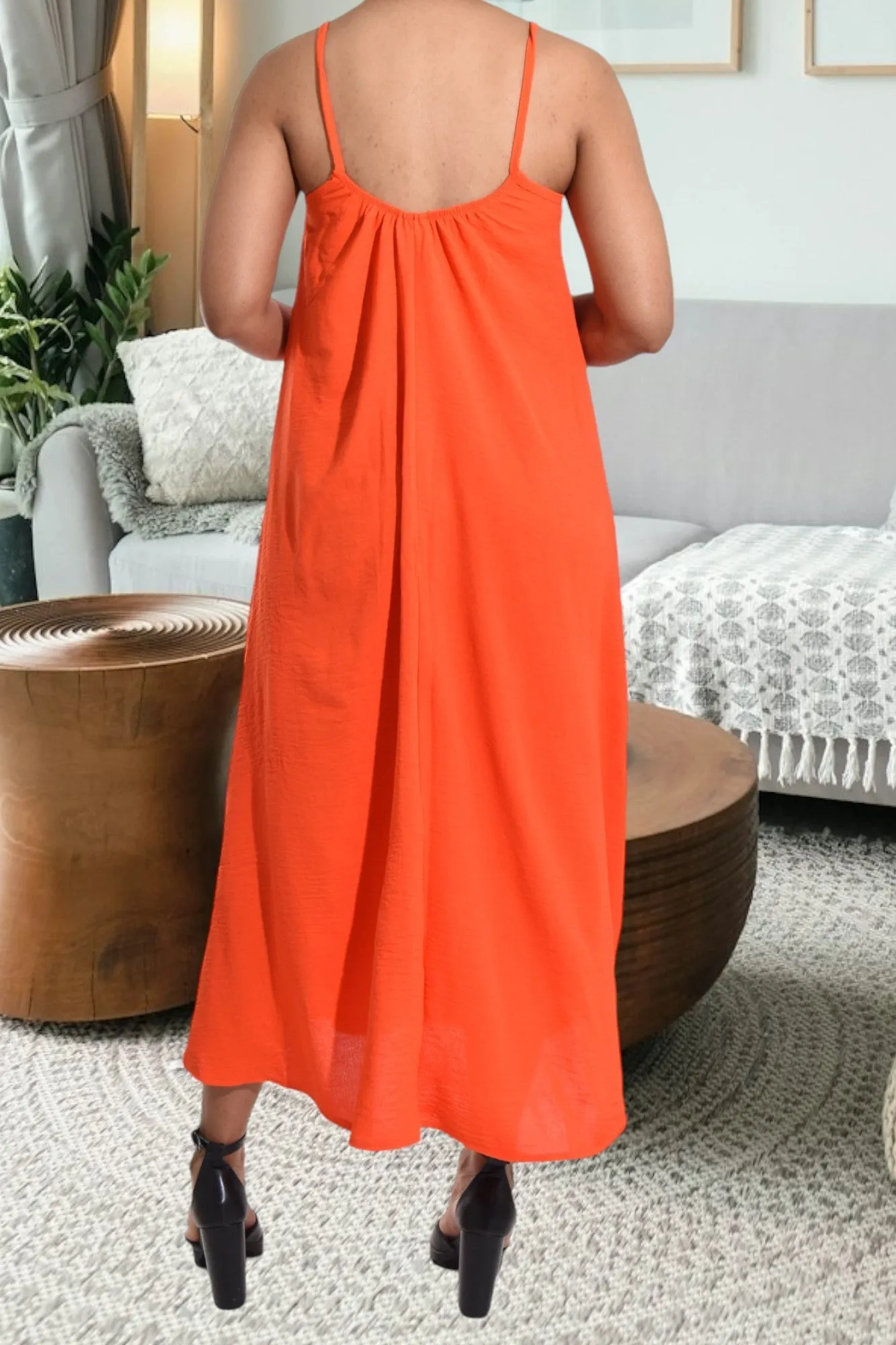 Dark Orange Strappy Maxi Dress