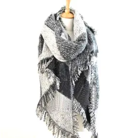 Elegant Cashmere Plaid Scarf with Tassels - Winter Irregular Shawl