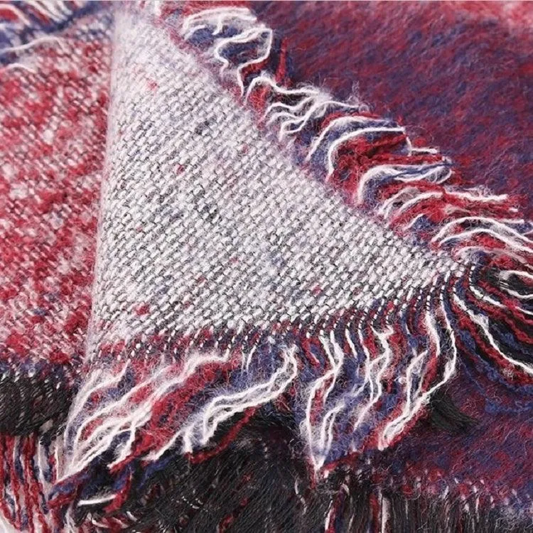 Elegant Cashmere Plaid Scarf with Tassels - Winter Irregular Shawl
