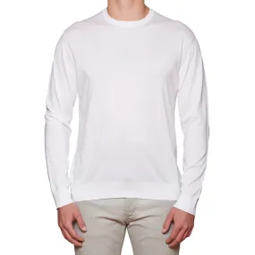FEDELI White Supima Cotton Dusty System Crewneck Sweater 56 NEW US 2XL