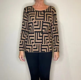 Fern Designer Styled Print Round Neck Angora Jumper (2 Colours)