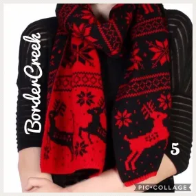 Festive Over Sized Knit Scarf Black & Red As Shown