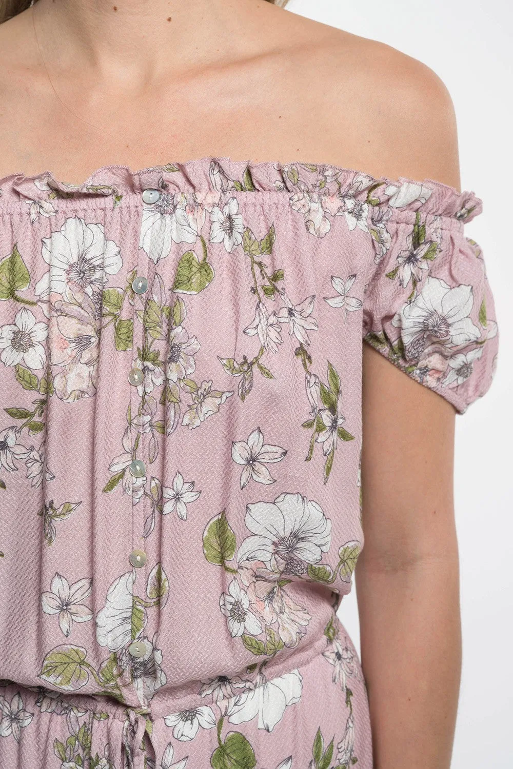 Floral Print Off Shoulder Spring Maxi Dress