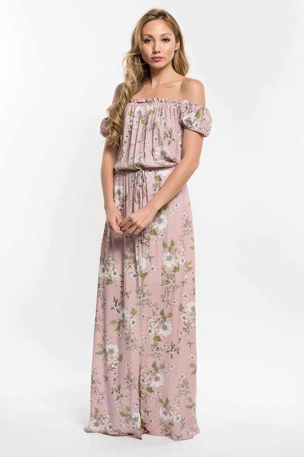 Floral Print Off Shoulder Spring Maxi Dress