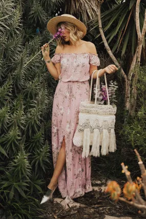 Floral Print Off Shoulder Spring Maxi Dress