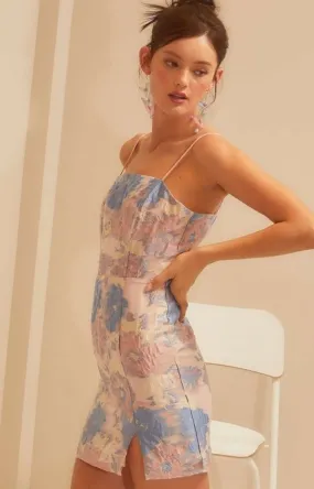 Flower Jaquard Boning Mini dress