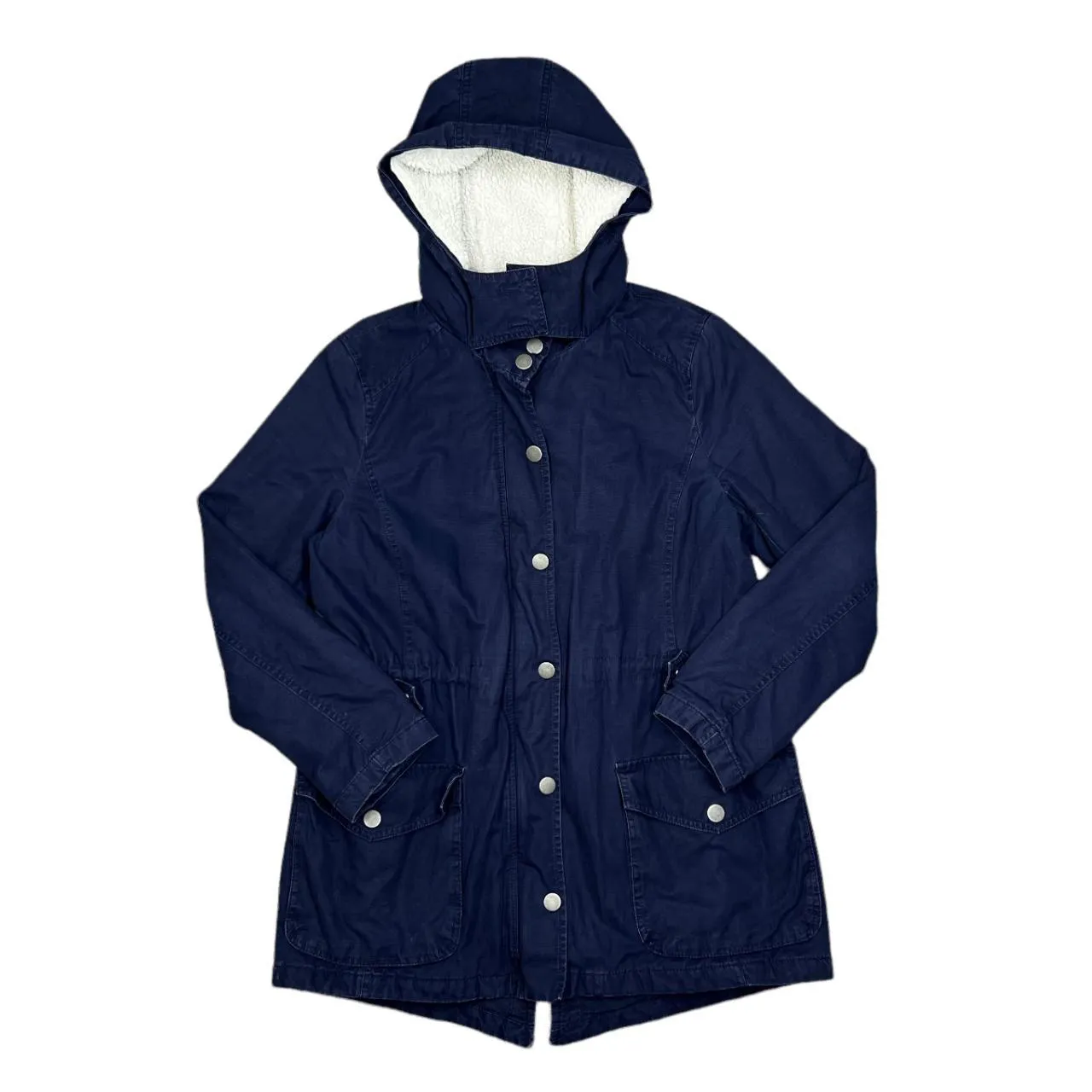 GAP Classic Fleece Lined Hooded Canvas Cotton Parka Jacket Coat