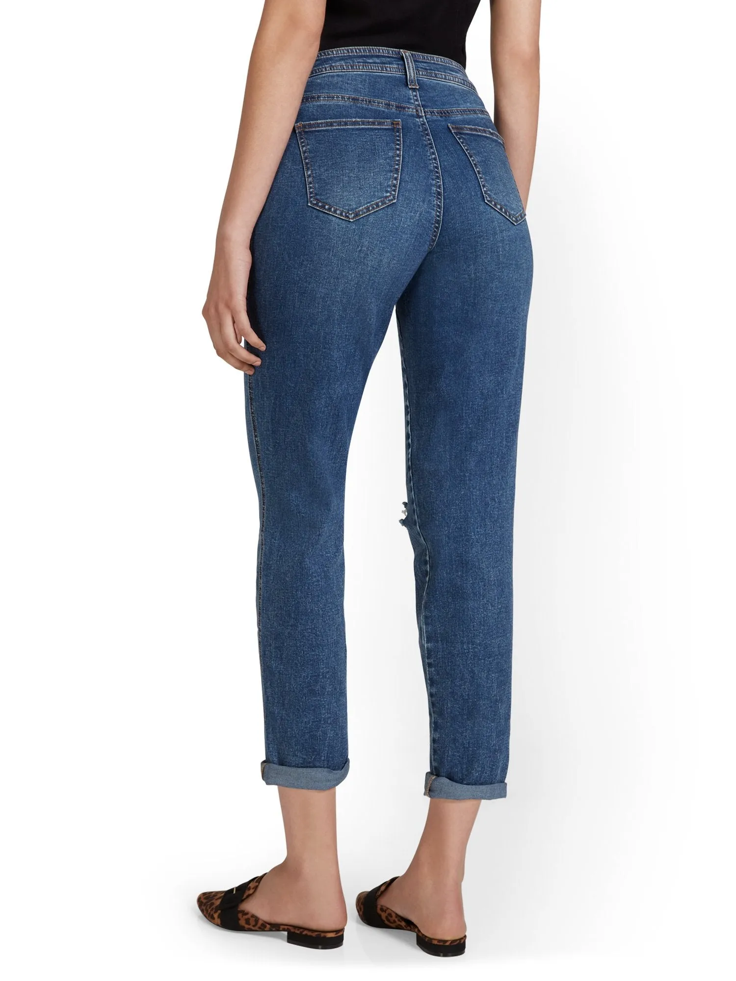 High-Waisted Curvy Dream Boyfriend Jeans - Medium Blue Wash