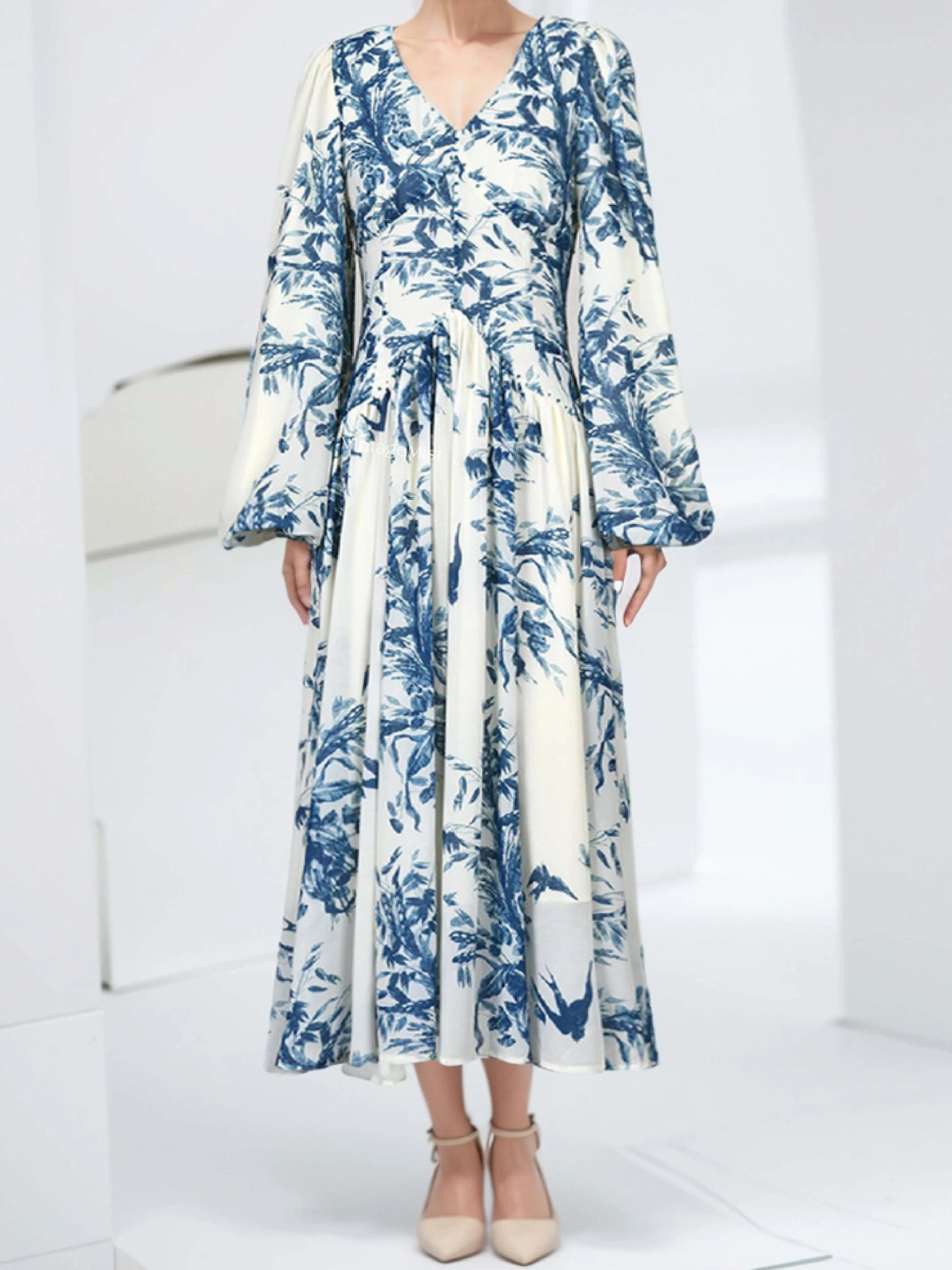 Ink Floral Print Dress
