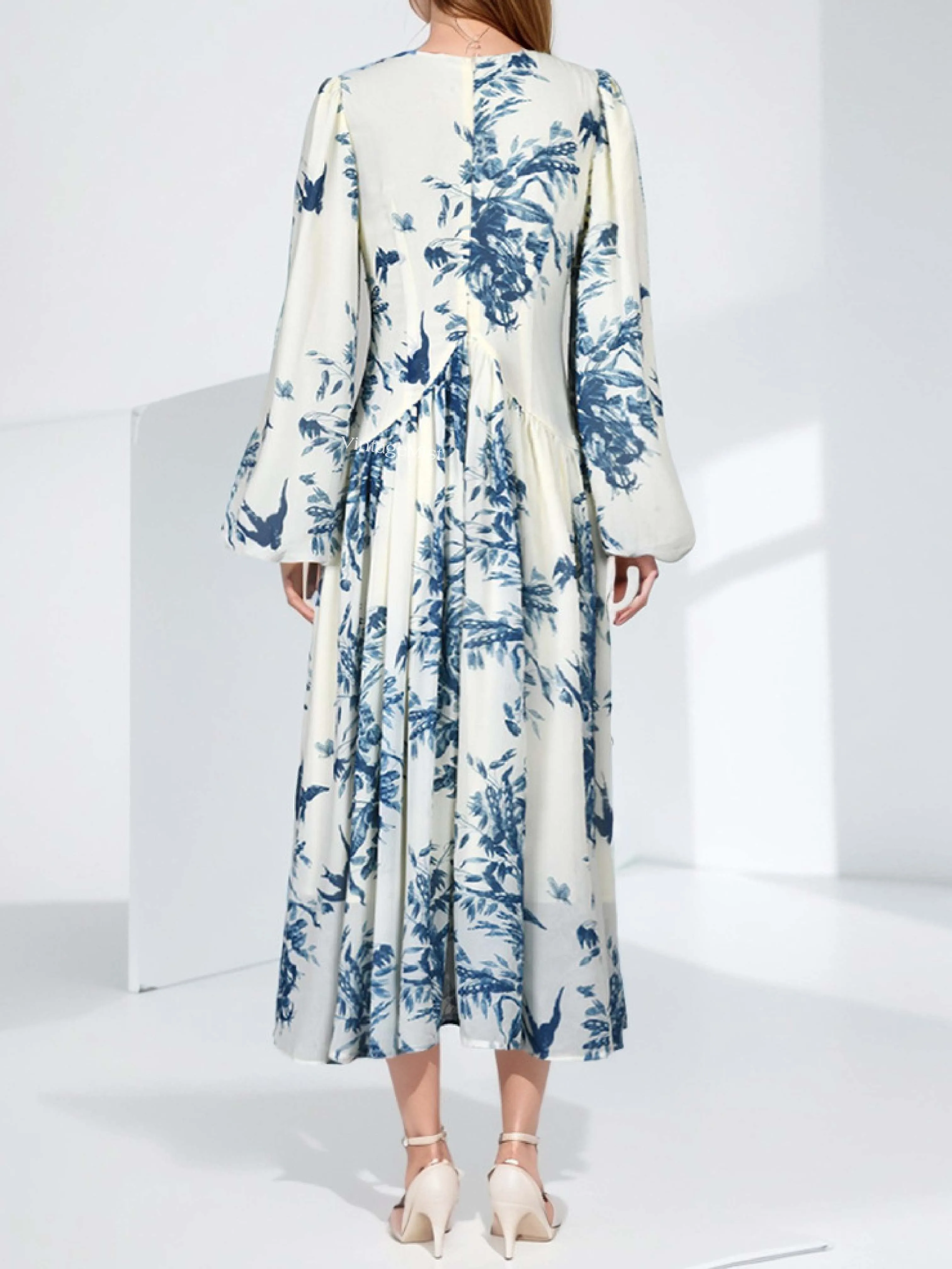 Ink Floral Print Dress