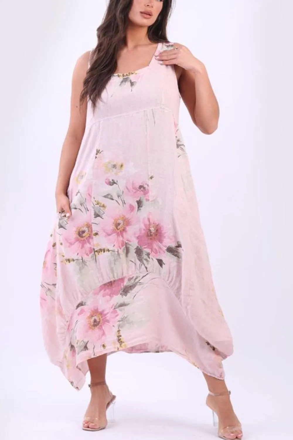 Italian Linen Sundress - Pink