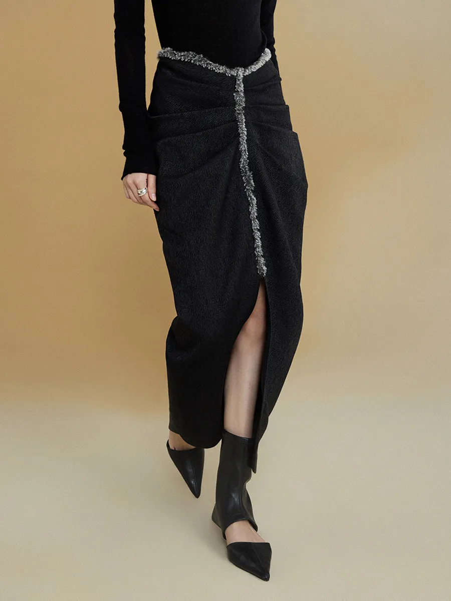 Jacquard Pleated Tapered Skirt