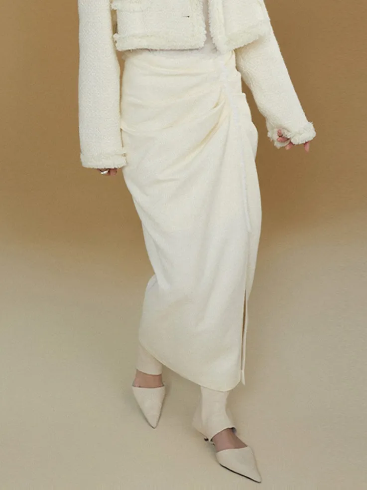 Jacquard Pleated Tapered Skirt