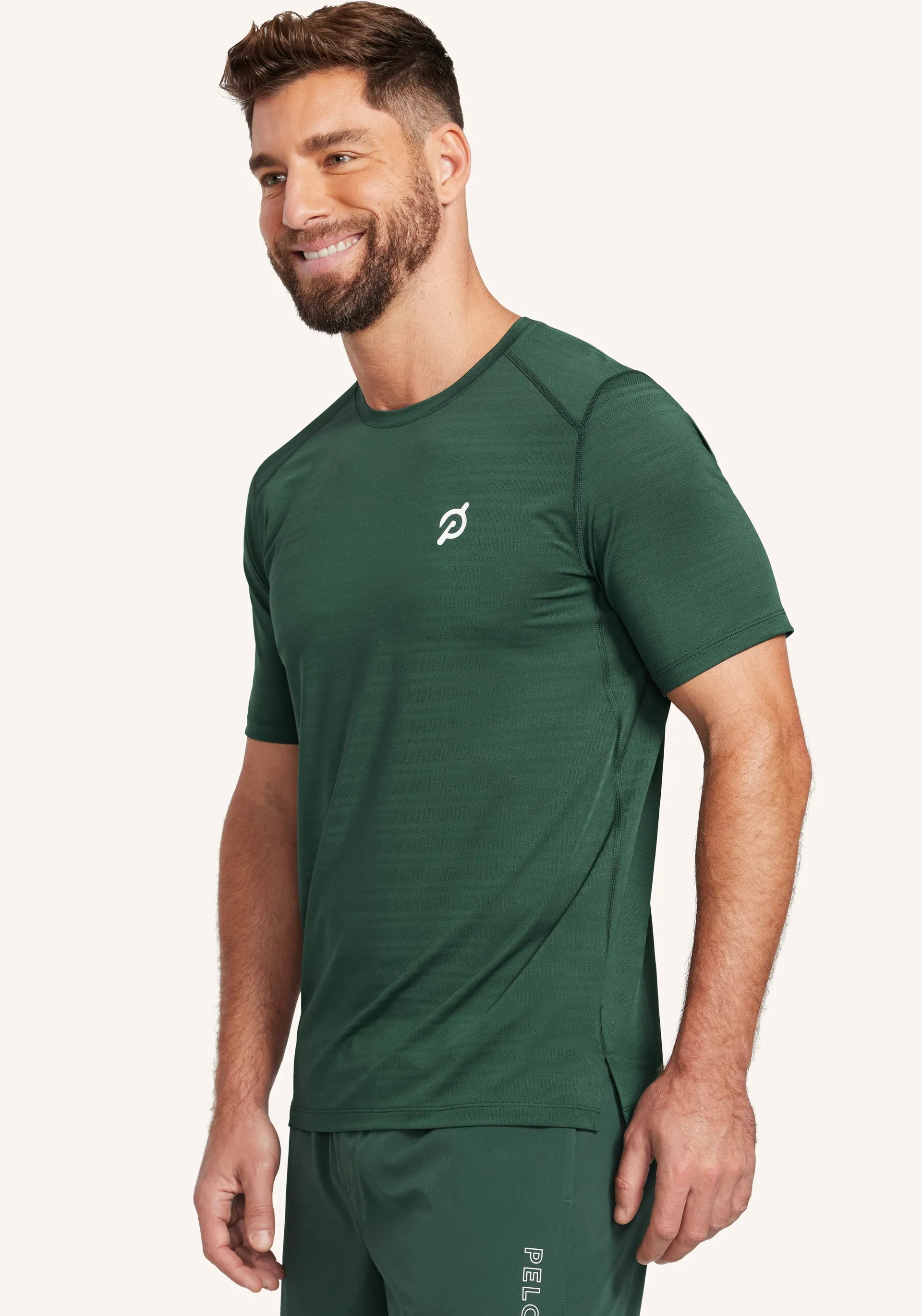Jacquard Stripe Mesh Short Sleeve