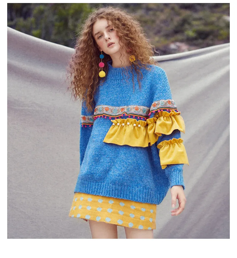 JAM PRINCESS TASSEL TRIM JUMPER WITH PLEATED RUFFLE DESIGN