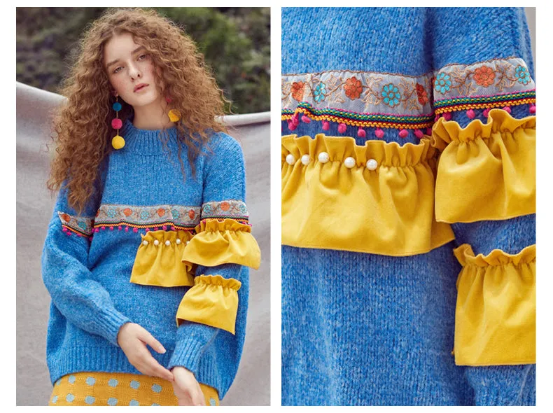 JAM PRINCESS TASSEL TRIM JUMPER WITH PLEATED RUFFLE DESIGN