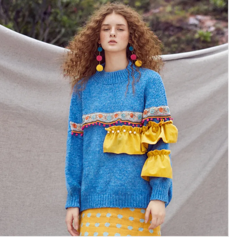 JAM PRINCESS TASSEL TRIM JUMPER WITH PLEATED RUFFLE DESIGN