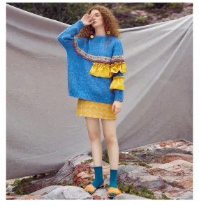 JAM PRINCESS TASSEL TRIM JUMPER WITH PLEATED RUFFLE DESIGN