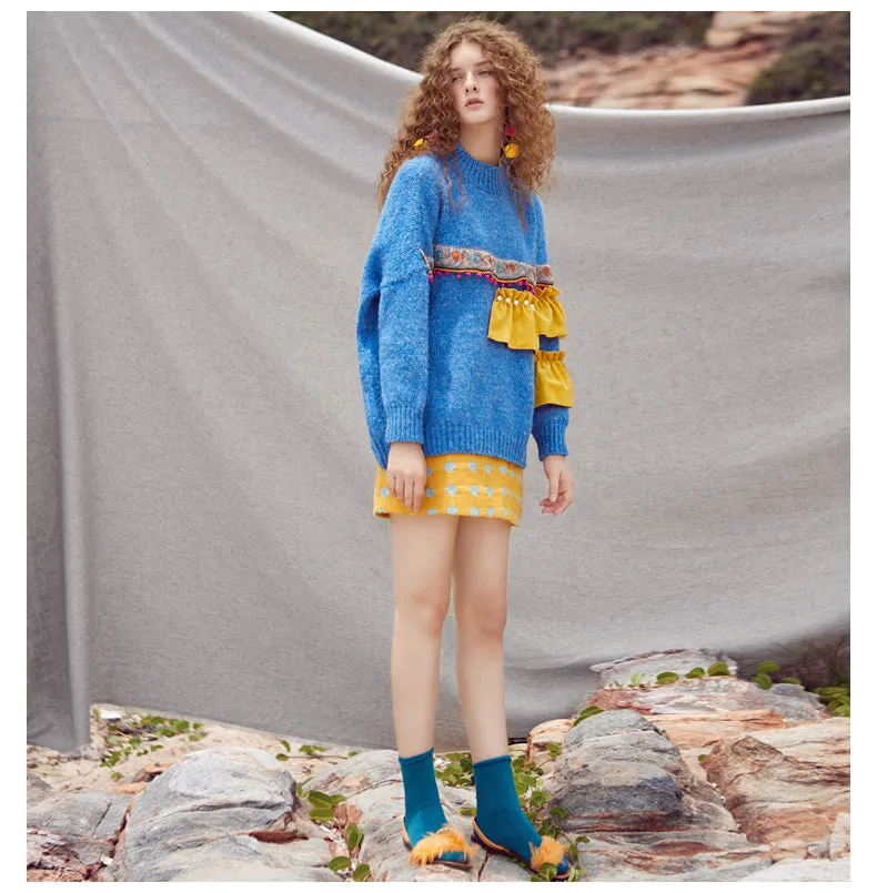 JAM PRINCESS TASSEL TRIM JUMPER WITH PLEATED RUFFLE DESIGN