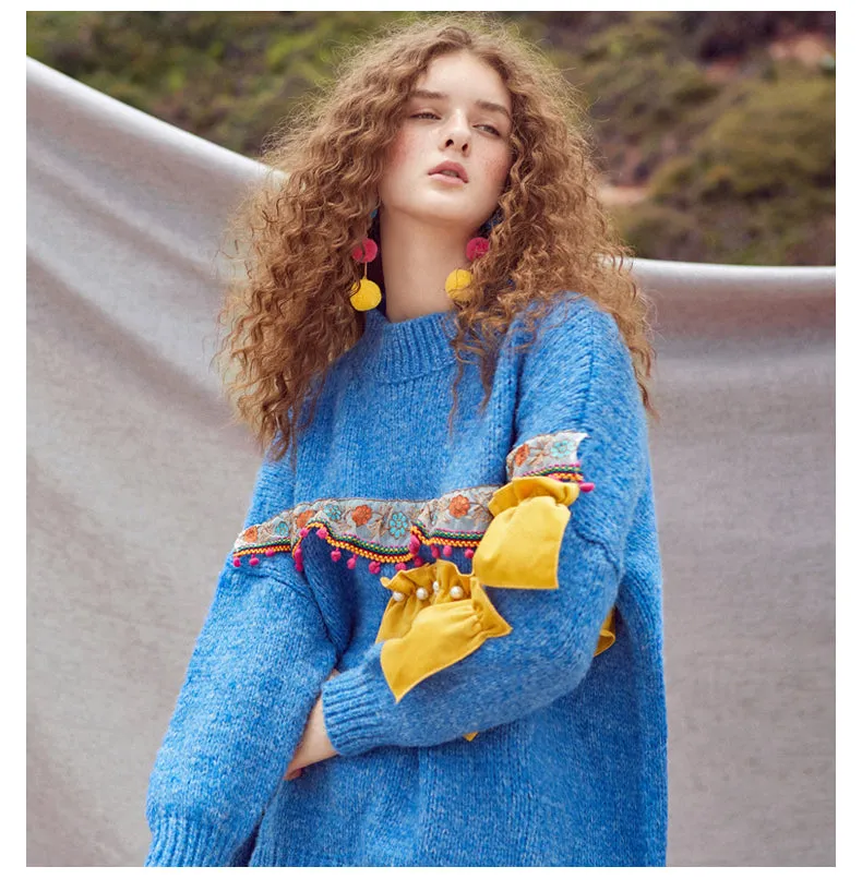 JAM PRINCESS TASSEL TRIM JUMPER WITH PLEATED RUFFLE DESIGN