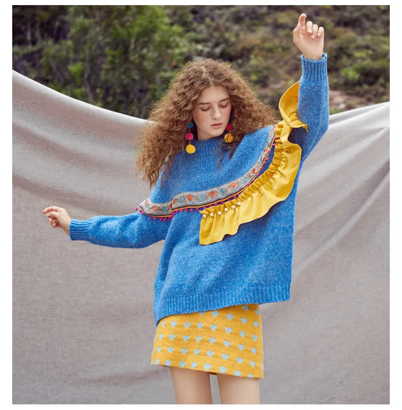 JAM PRINCESS TASSEL TRIM JUMPER WITH PLEATED RUFFLE DESIGN