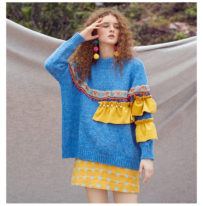 JAM PRINCESS TASSEL TRIM JUMPER WITH PLEATED RUFFLE DESIGN