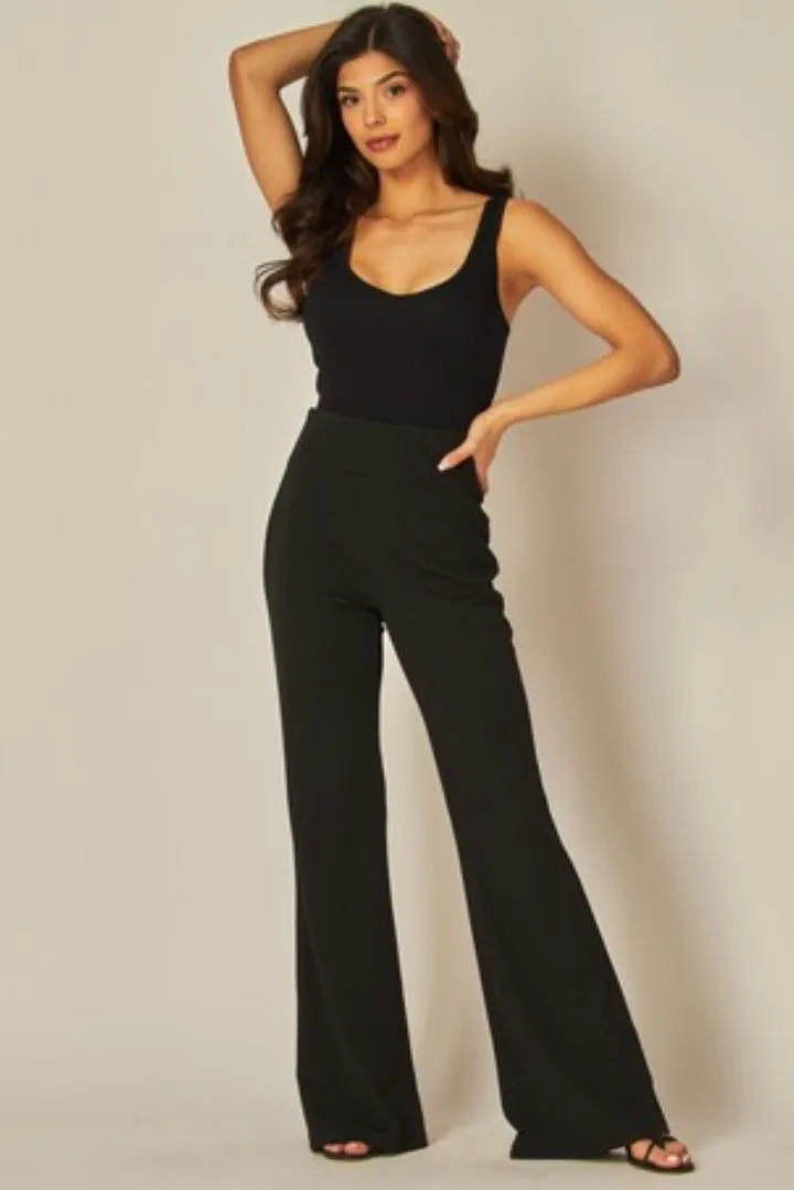 Jill Knit Crepe High Waist Flare Pants - Black